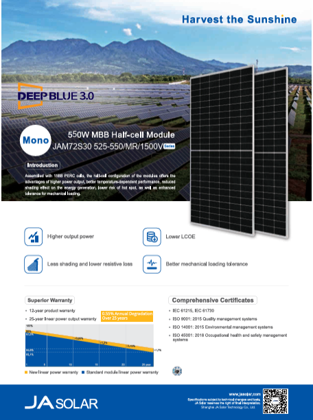 JA Solar 550W Bifacial Solar Panel